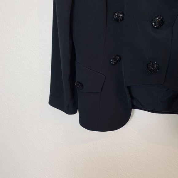 Rickie Freeman Womens Tuxedo Jacket Size 8 Black 100% Silk Beaded Elegant Party - Picture 11 of 14